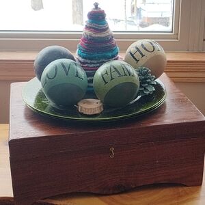 VTG  WOODEN BOX  MULTIPURPOSE SILVERWARE LETTERS, FARMHOUSE